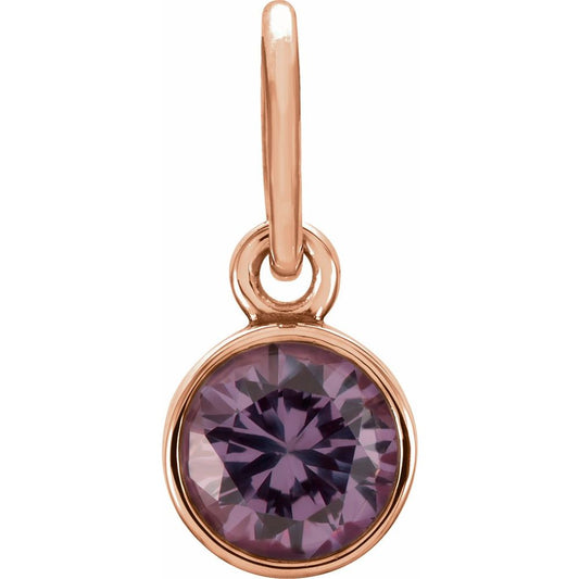 Genuine 14K Rose Gold 4mm Round Imitation Alexandrite Birthstone Charm