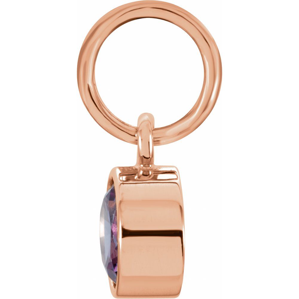 Genuine 14K Rose Gold 4mm Round Imitation Alexandrite Birthstone Charm