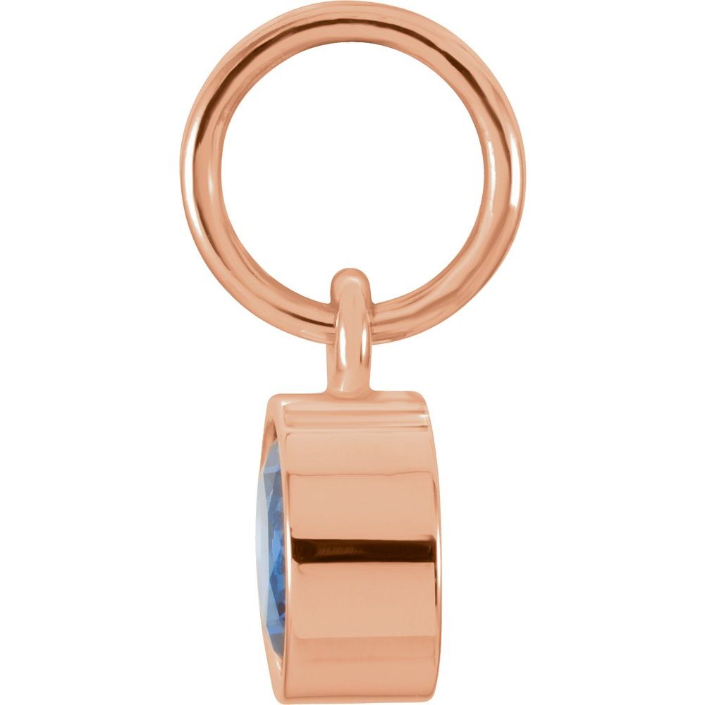 Genuine 14K Rose Gold 4mm Blue Sapphire CZ Birthstone Women's Bracelet Charm