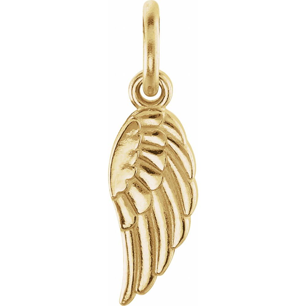 Genuine 14k Yellow Gold 3/4" Angel Wing Women's Bracelet Charm