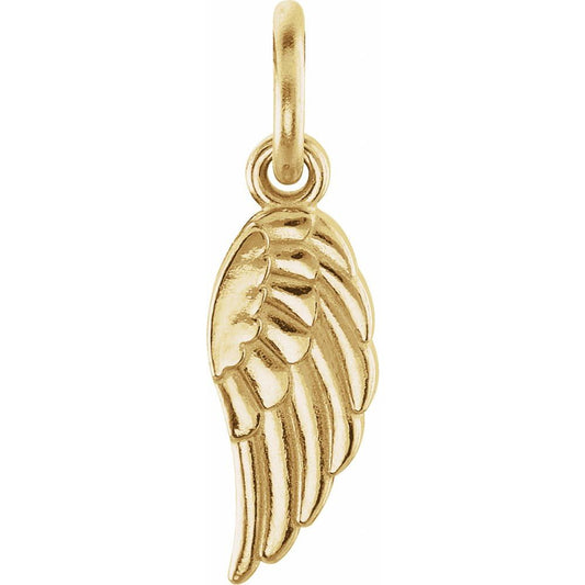 Genuine 14k Yellow Gold 3/4" Angel Wing Women's Bracelet Charm