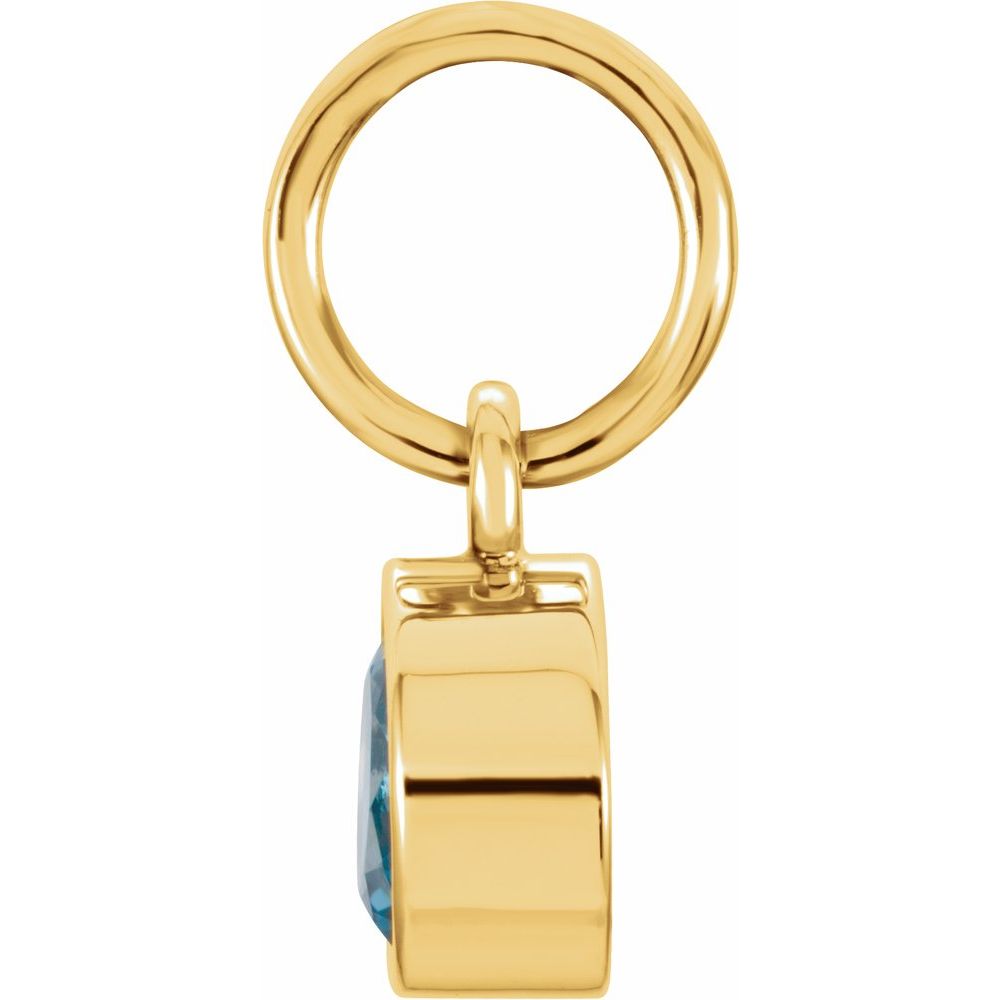 Genuine 14k Yellow Gold 4mm Round Imitation Blue Zircon Birthstone Charm