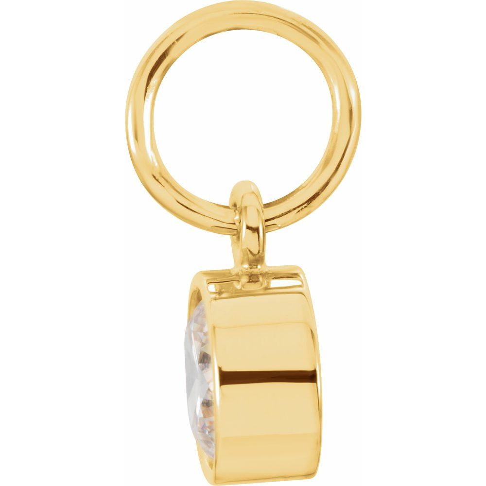 Genuine 14k Yellow Gold 4mm Round Imitation Diamond Birthstone Charm