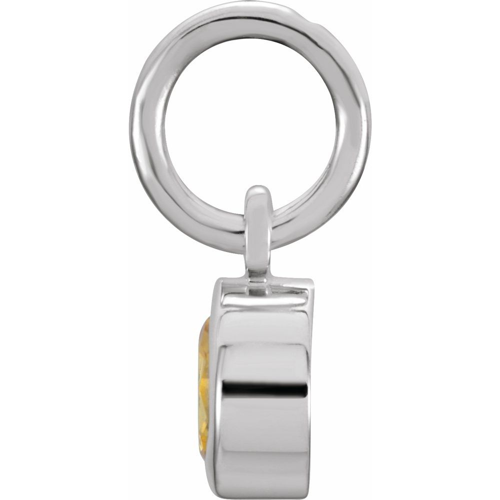 Authentic Sterling Silver 4mm Round Imitation Citrine Birthstone Charm