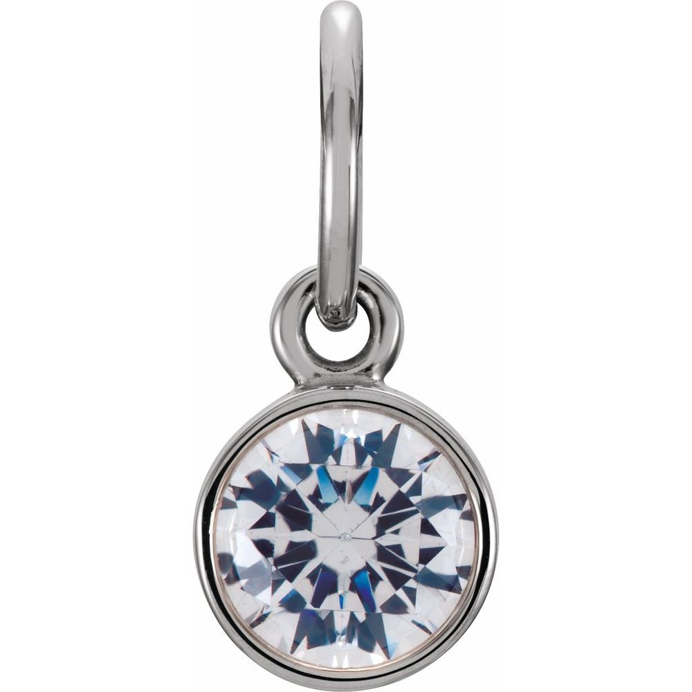 Authentic Sterling Silver 4mm Round Imitation Diamond Birthstone Charm