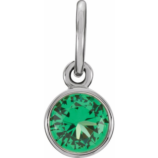 Authentic 925 Authentic Sterling Silver 4mm Emerald CZ Birthstone Womens Bracelet Charm