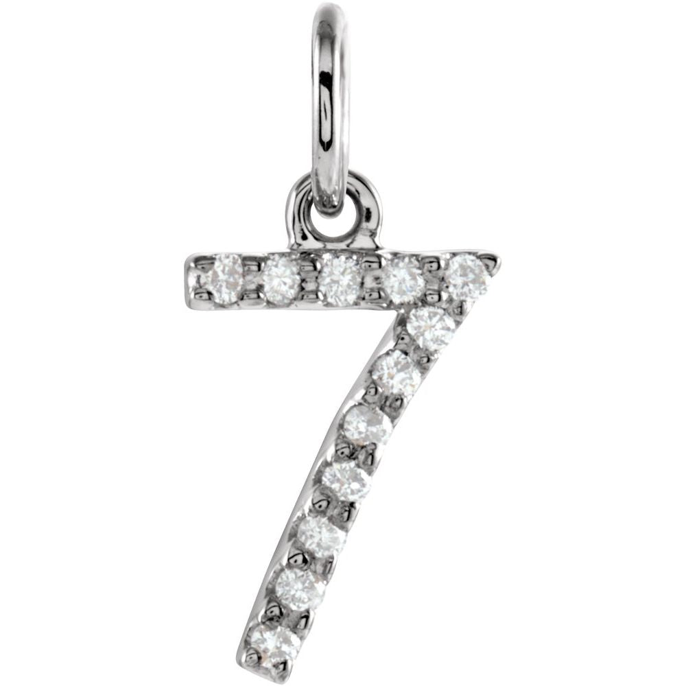Genuine 14k White Gold .05 CTW Natural Diamond Numeral 7 Charm