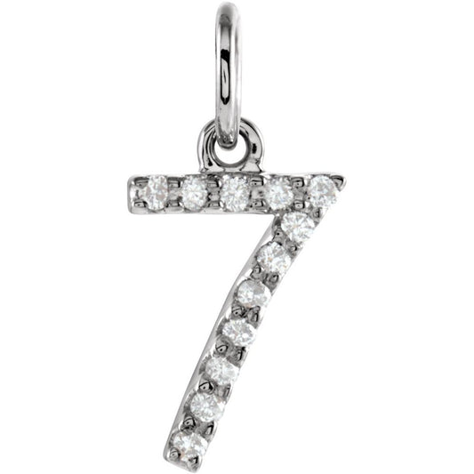 Genuine 14k White Gold .05 CTW Natural Diamond Numeral 7 Charm