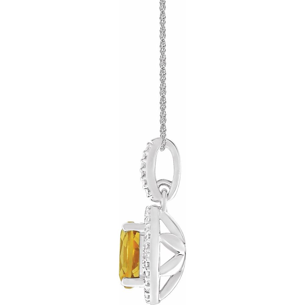 Authentic Sterling Silver Natural Citrine & .01 CTW Natural Diamond 18" Necklace