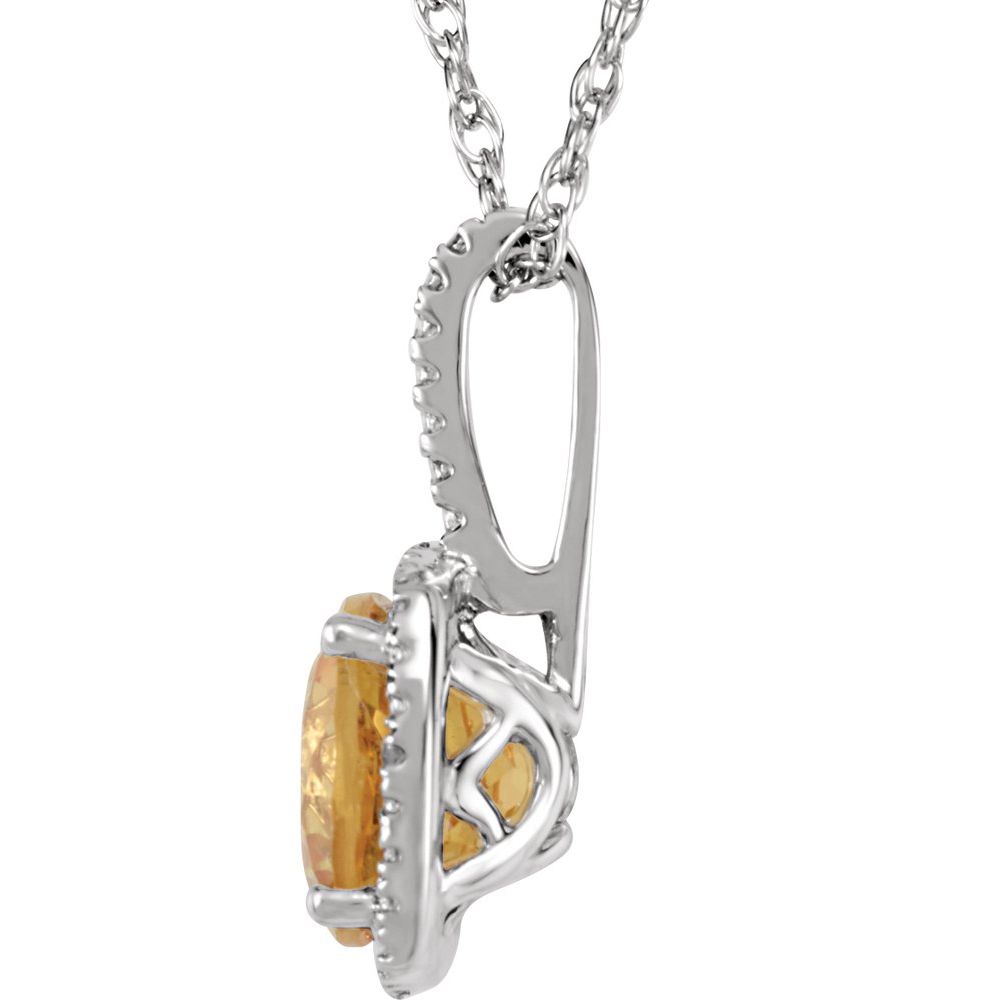Authentic Sterling Silver 7 mm Natural Citrine & .015 CTW Natural Diamond 18" Necklace