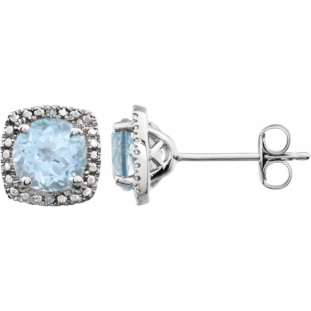 Authentic Sterling Silver Natural Sky Blue Topaz & .015 CTW Natural Diamond Earrings