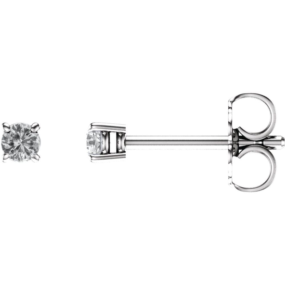 Genuine 14k White Gold 2.5 mm Natural White Sapphire Stud Earrings
