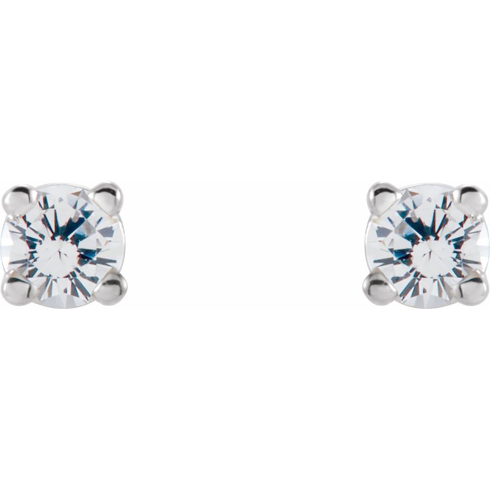 Genuine 14k White Gold 2.5 mm Natural White Sapphire Stud Earrings