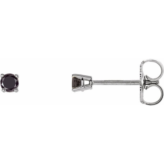 Genuine 14k White Gold 1/8 CTW Natural Black Diamond Stud Earrings