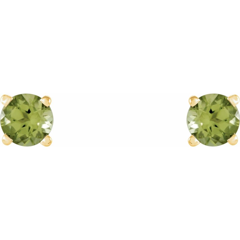 Genuine 14k Yellow Gold 4 mm Natural Peridot Stud Earrings