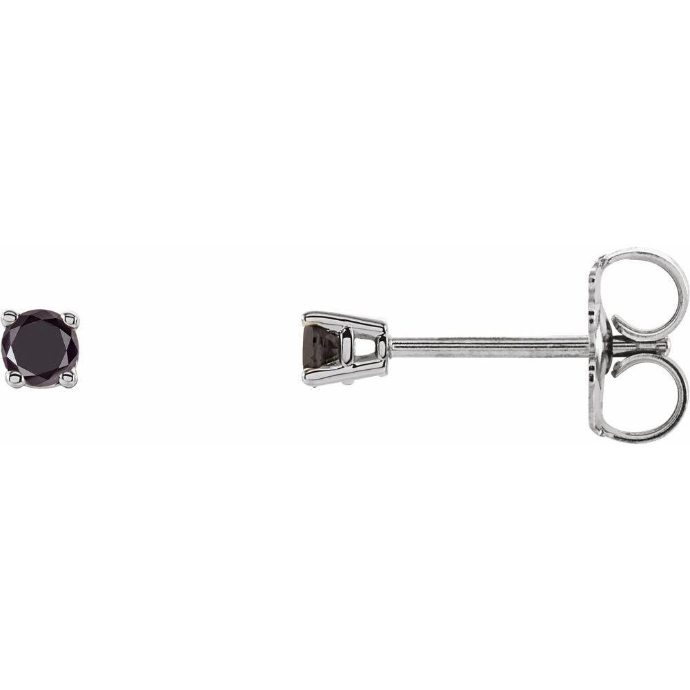 Genuine 14k White Gold 1/5 CTW Natural Black Diamond Stud Earrings