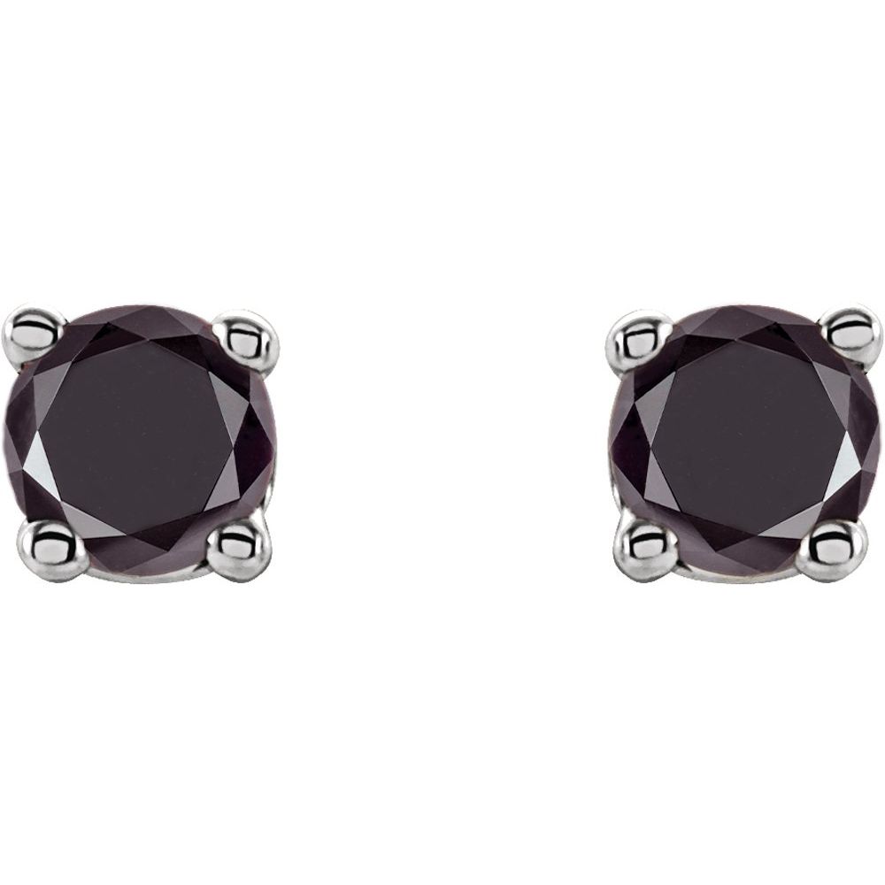 Genuine 14k White Gold 1/5 CTW Natural Black Diamond Stud Earrings