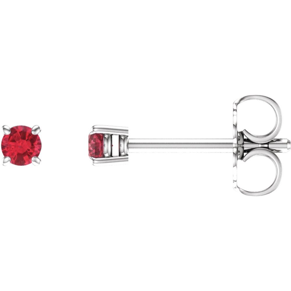 Genuine 14k White Gold 2.5 mm Natural Ruby Stud Earrings