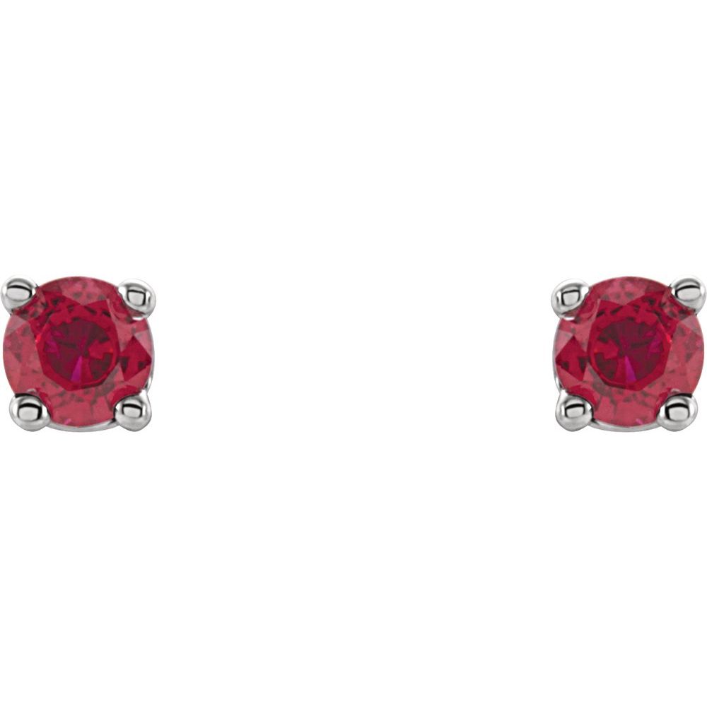 Genuine 14k White Gold 2.5 mm Natural Ruby Stud Earrings