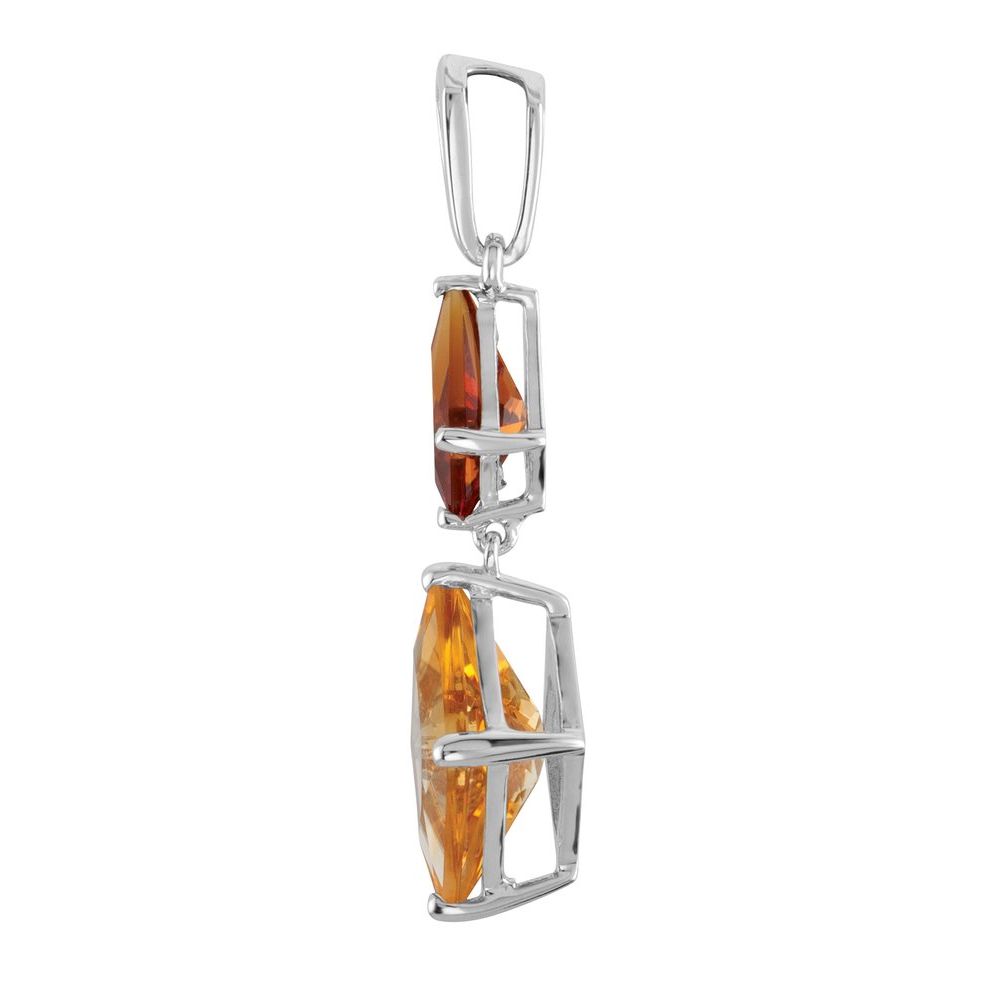 Authentic Sterling Silver Natural Madeira, Natural Citrine & .025 CTW Natural Diamond Pendant