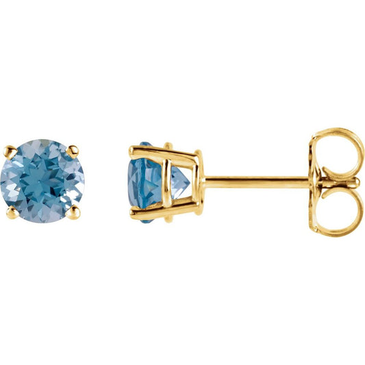 14k Yellow Gold Round-cut 4mm CZ June Birthstone Earring Safety Screw-back Studs