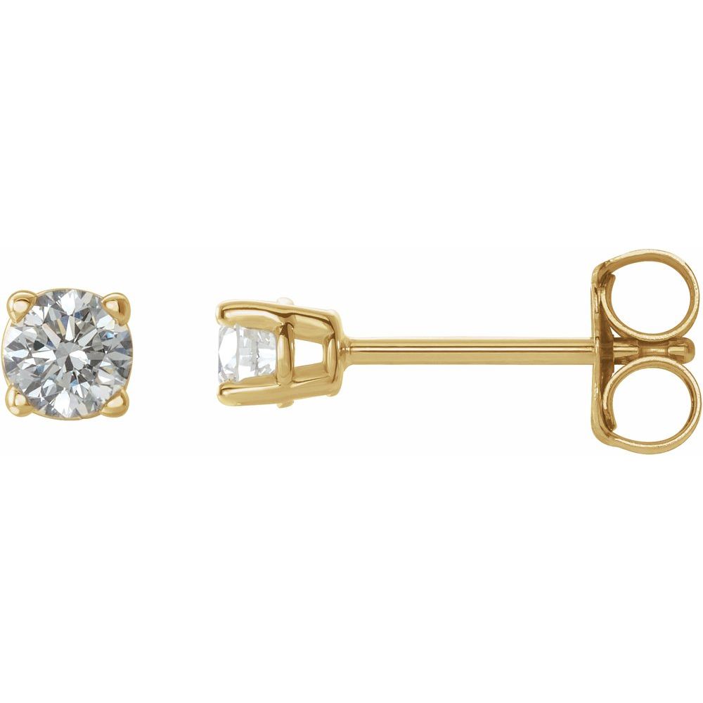 Genuine 14k Yellow Gold 1/5 CTW Natural Diamond Stud Earrings (I-J, I2)