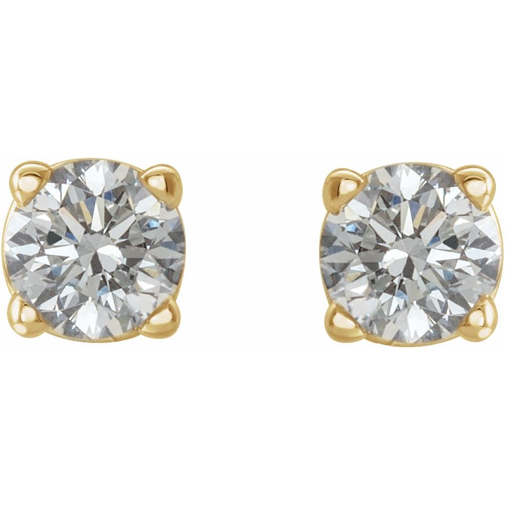 Genuine 14k Yellow Gold 1/5 CTW Natural Diamond Stud Earrings (I-J, I2)