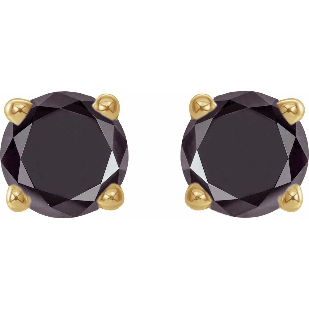 Genuine 14k Yellow Gold 1/2 CTW Natural Black Diamond Stud Earrings