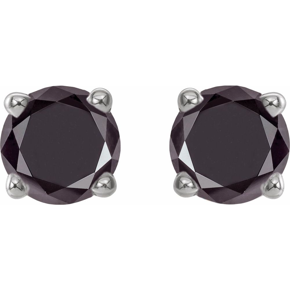 Genuine 14k White Gold 1/2 CTW Natural Black Diamond Stud Earrings
