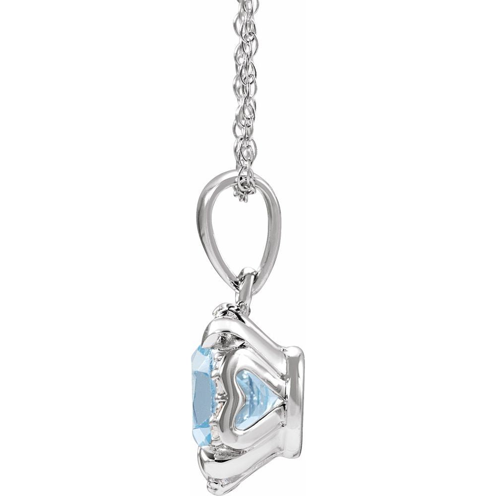 Genuine 14k White Gold Natural Sky Blue Topaz & .04 CTW Natural Diamond 18" Necklace