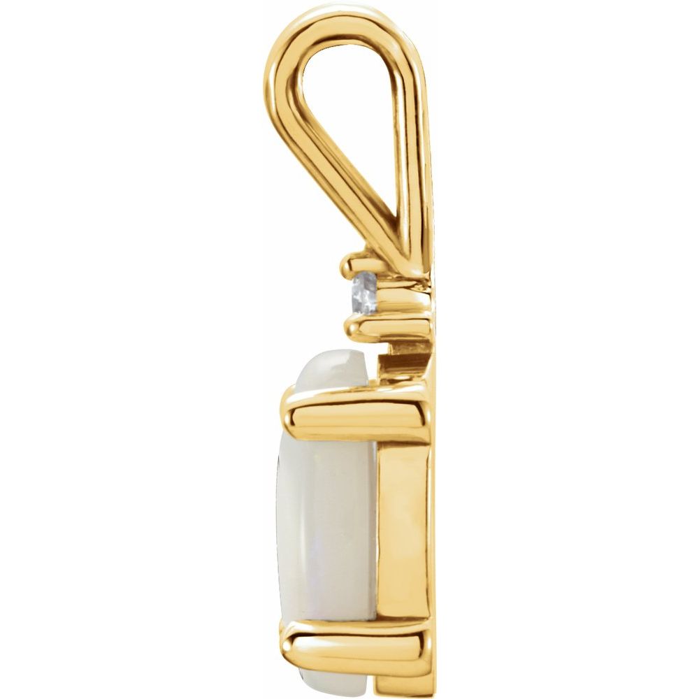 Genuine 14k Yellow Gold Womens Opal & .01 Diamond Pendant - No Chain