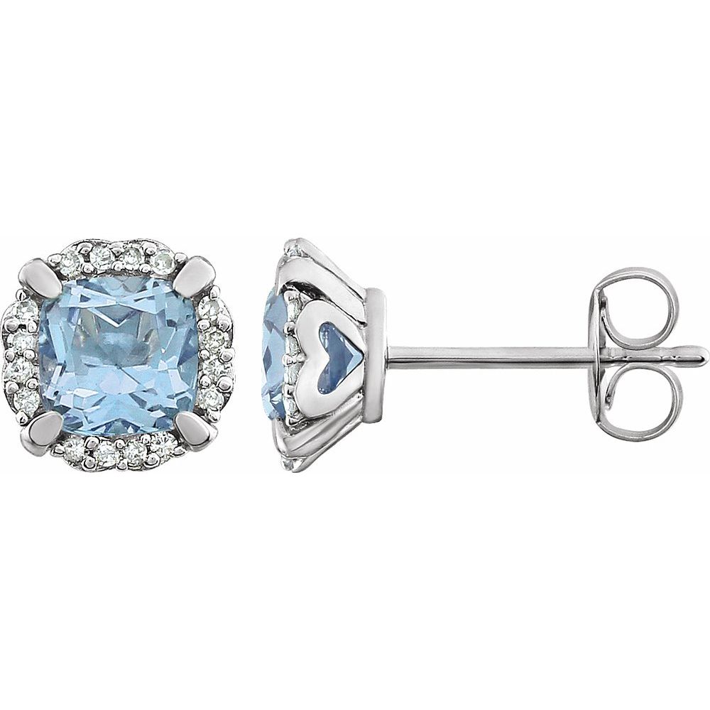 Genuine 14k White Gold Natural Sky Blue Topaz & 1/10 CTW Natural Diamond Earrings