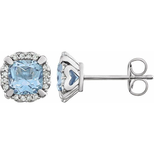 Genuine 14k White Gold Natural Sky Blue Topaz & 1/10 CTW Natural Diamond Earrings