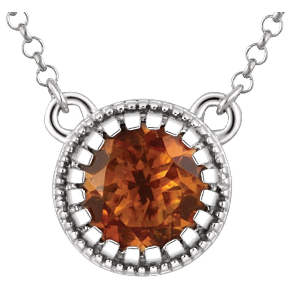 Genuine 14k White Gold Natural Citrine "November" 18" Birthstone Necklace