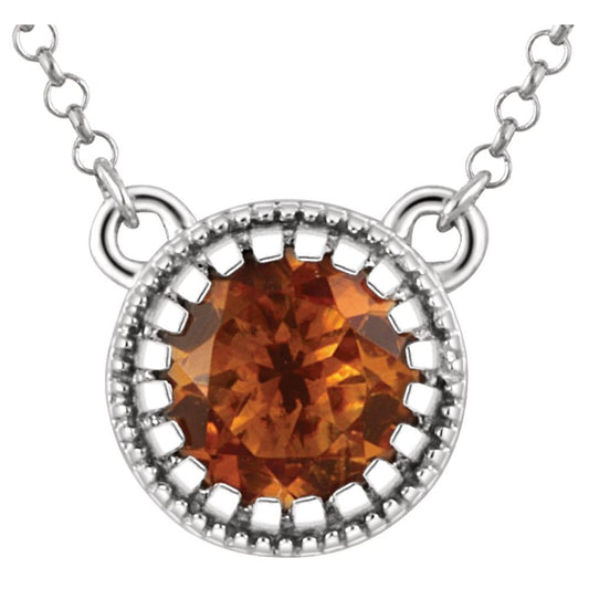 Genuine 14k White Gold Natural Citrine "November" 18" Birthstone Necklace
