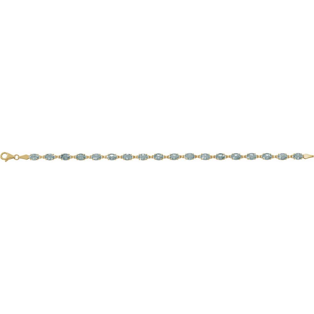 Genuine 14k Yellow Gold Natural Sky Blue Topaz 7.25" Bracelet