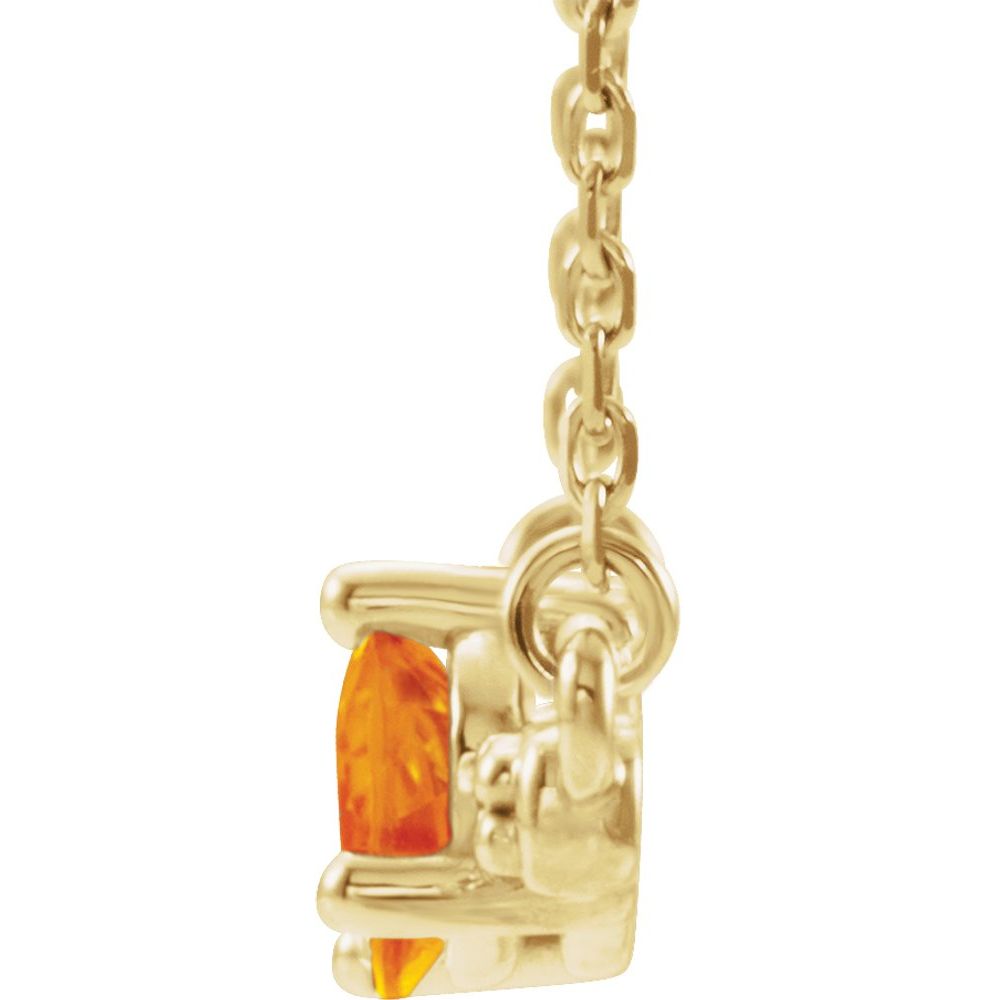 Genuine 14k Yellow Gold Natural Citrine & 1/10 CTW Natural Diamond 18" Necklace