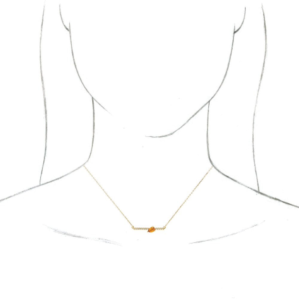 Genuine 14k Yellow Gold Natural Citrine & 1/10 CTW Natural Diamond 18" Necklace
