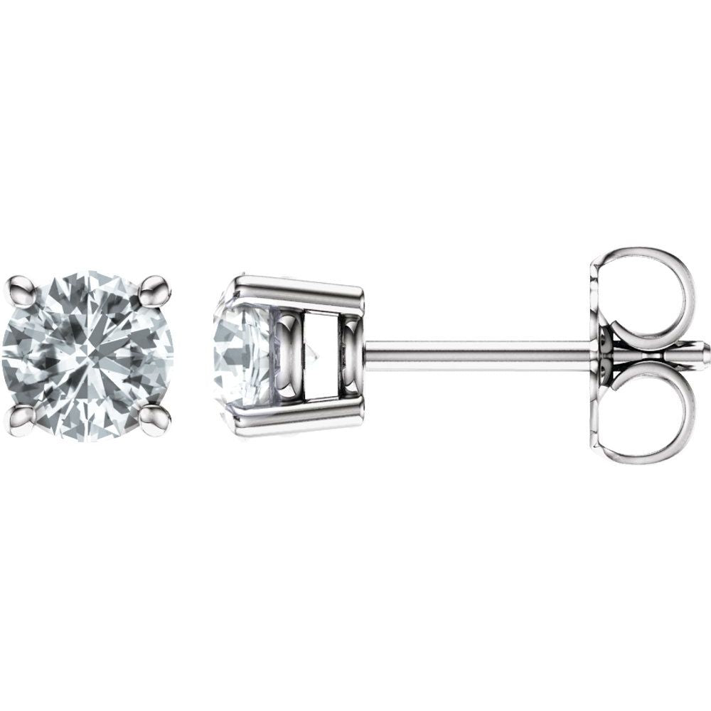 Genuine 14k White Gold 5 mm Natural White Sapphire Stud Earrings