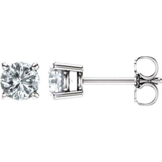 Genuine 14k White Gold 5 mm Natural White Sapphire Stud Earrings