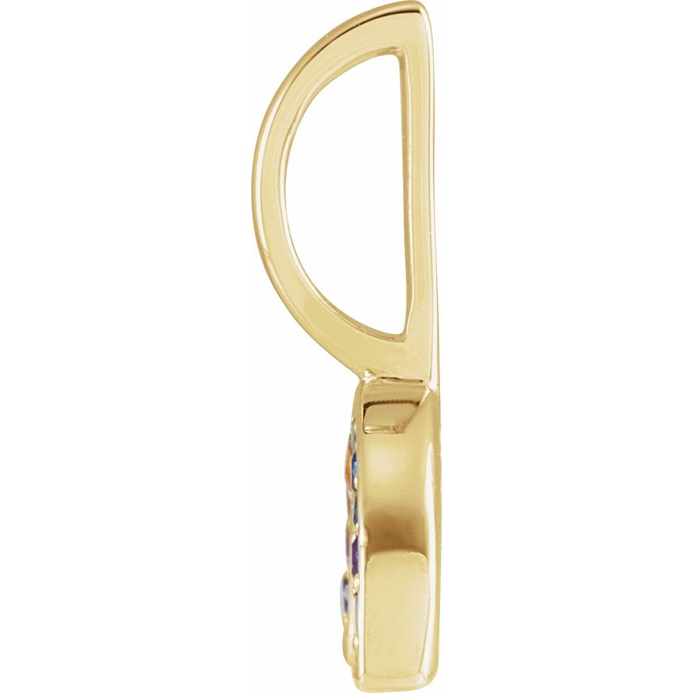 Genuine 14k Yellow Gold Natural Multi-Gemstone Rainbow Charm/Pendant