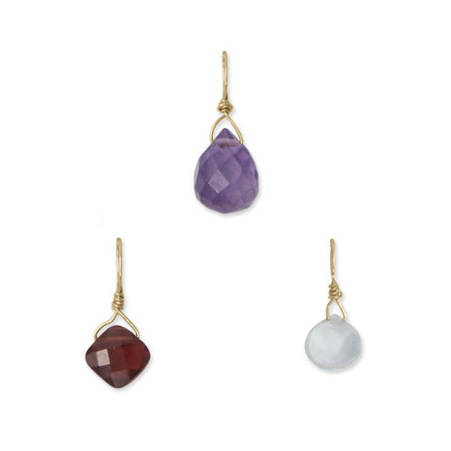 Individual 14k Yellow Gold Gemstone Birthstone Charm for Charm Bracelet or Necklace (January - December)