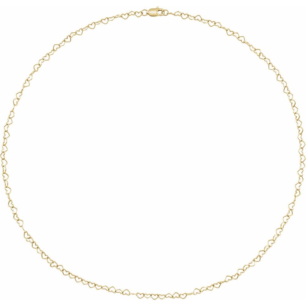 Genuine 14k Yellow Gold 3.2mm Heart Cable 16" or 18" Chain