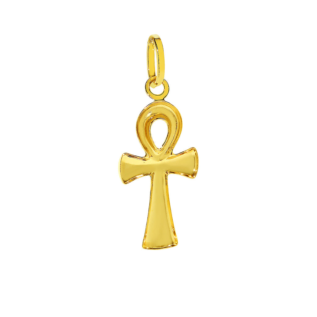 Genuine 14k Yellow Gold Unisex Large Hollow Egyptian Ankh Cross 1-3/16" Pendant For Men or Women - Coptic Cross, Ancient Egyptian Charms