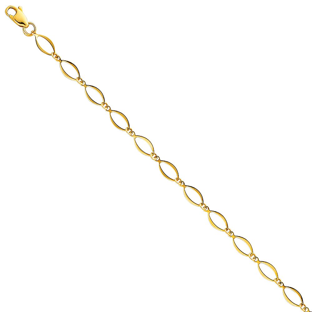Genuine 14k Yellow Gold Lightweight Oval-Link 7.25" Women's Bracelet