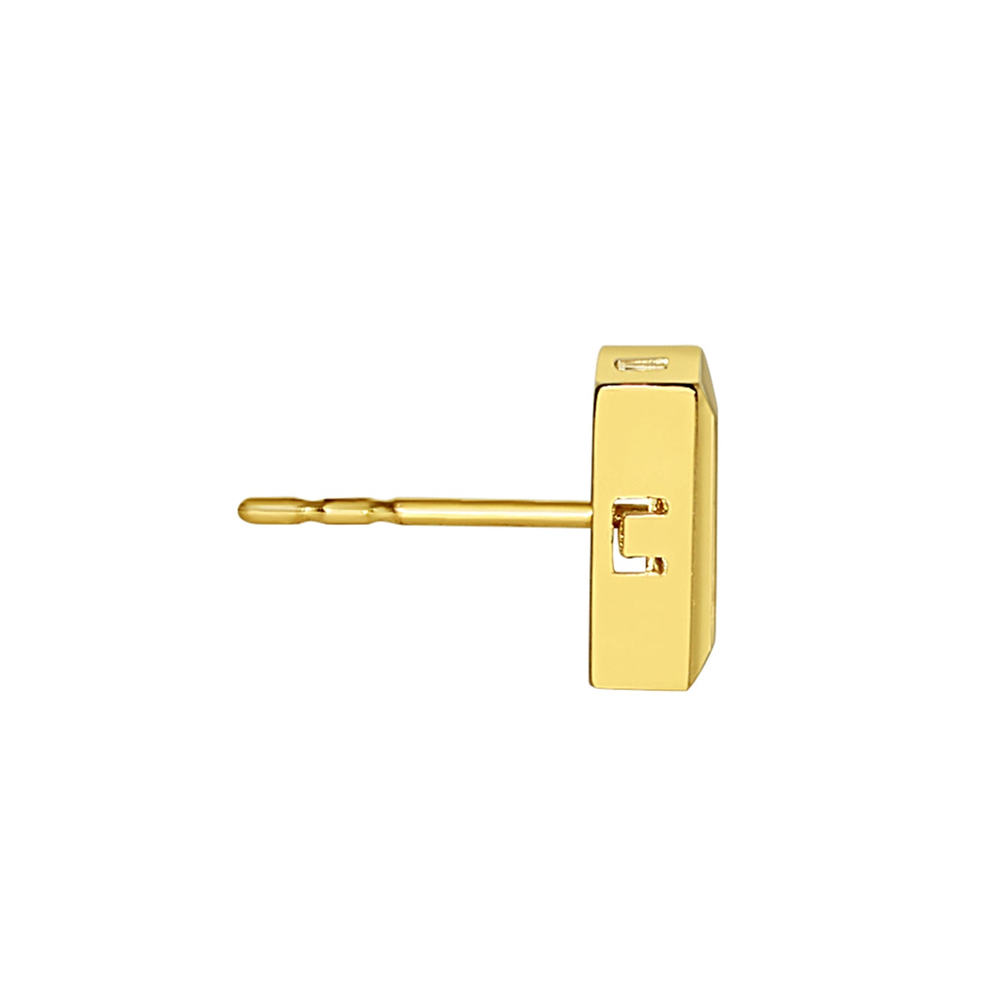 Genuine 14k Yellow Gold 7.25mm Unisex Square Shaped Micro Pave Cubic Zirconia CZ Stud Earrings