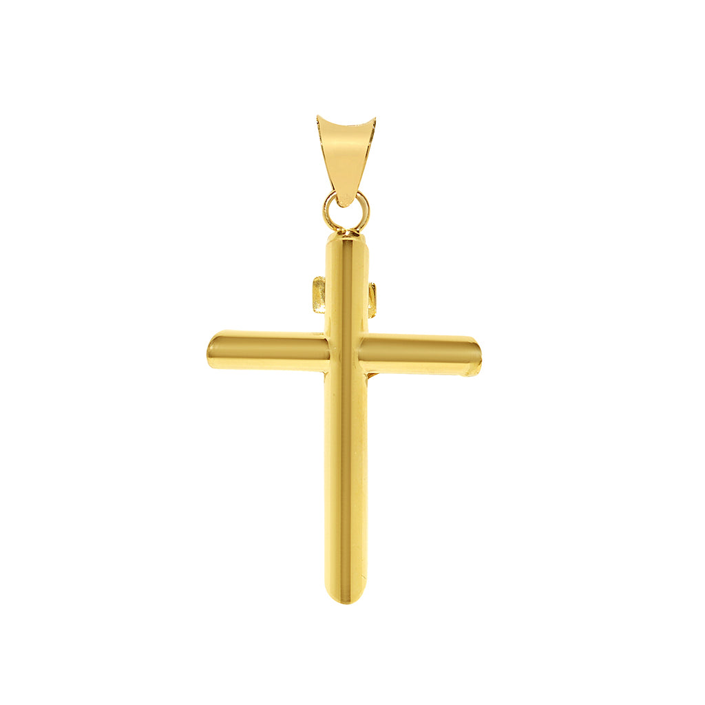 Genuine 14k Two-tone Gold 1.37" Hollow Tube Crucifix Pendant For Men or Women - Christian Jewelry, Religious Gifts