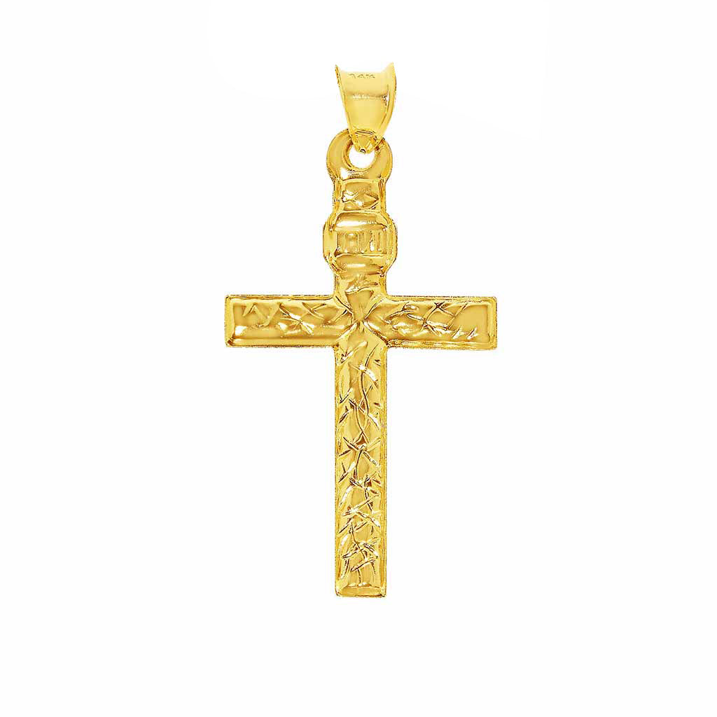 Genuine 14k Two-Tone Gold 1.37" Flat Crucifix Religious Pendant For Men or Women - Christian Jewelry, Religious Gifts