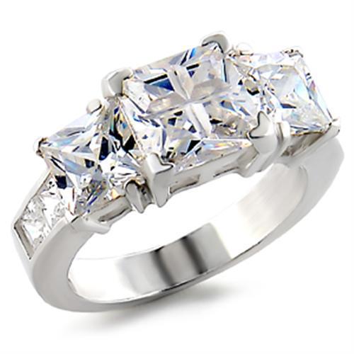 High Polished 925 Sterling Silver Ring with AAA Grade CZ in Clear