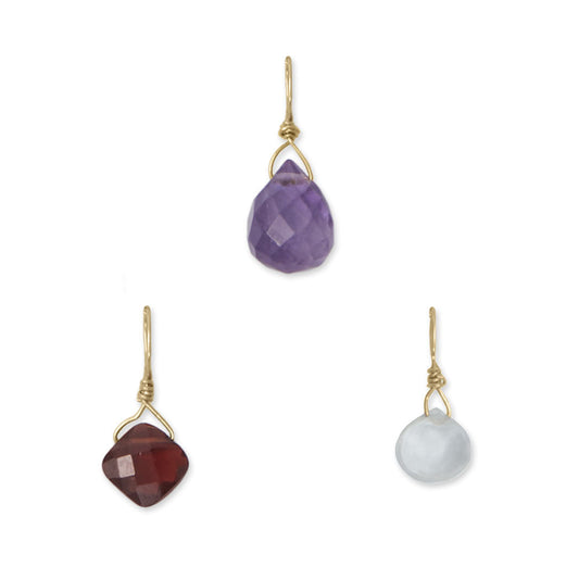 Individual 14k Yellow Gold Gemstone Birthstone Charm for Charm Bracelet or Necklace (January - December)